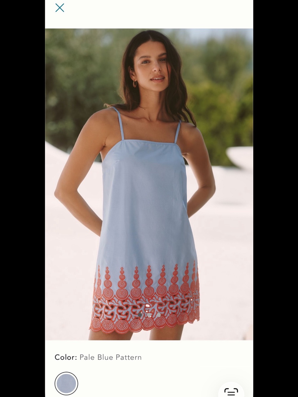 Anthropologie Celandine Coral Reef Embroidered hem mini shift dress XL vacation